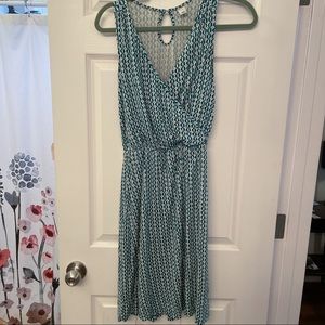 Faux-wrap blue and green dress | Old Navy